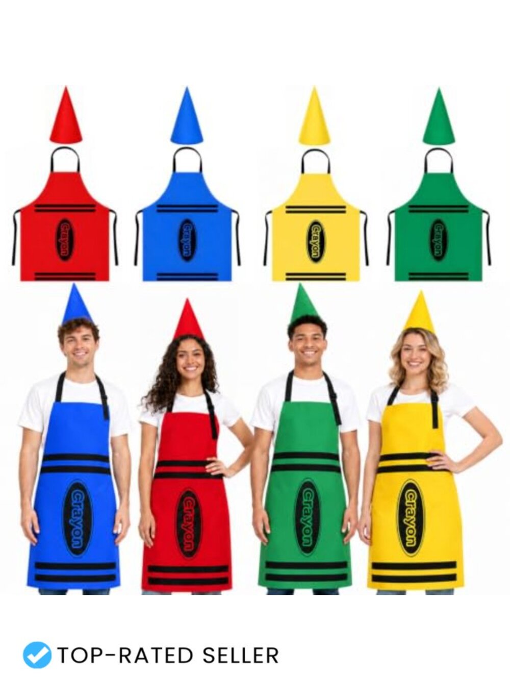 Crayon Costume Set Adult Aprons Cone Hats Group Halloween Party Dress Up